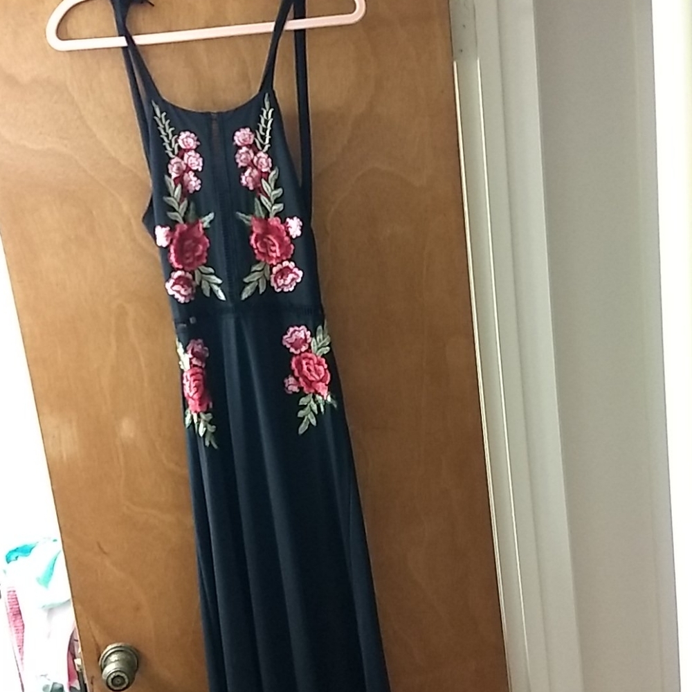 Red and black maxi dress